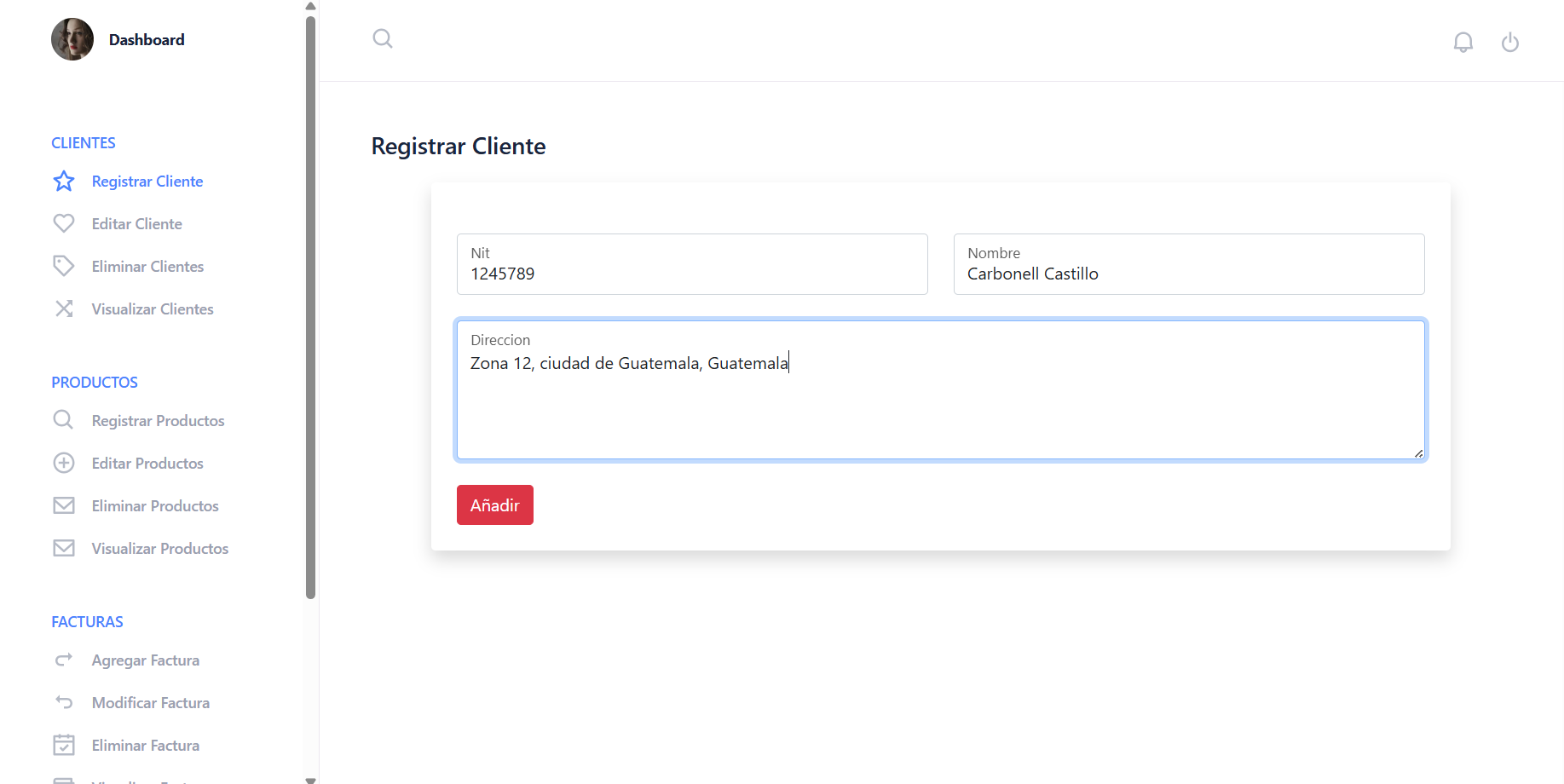 Registering a customer